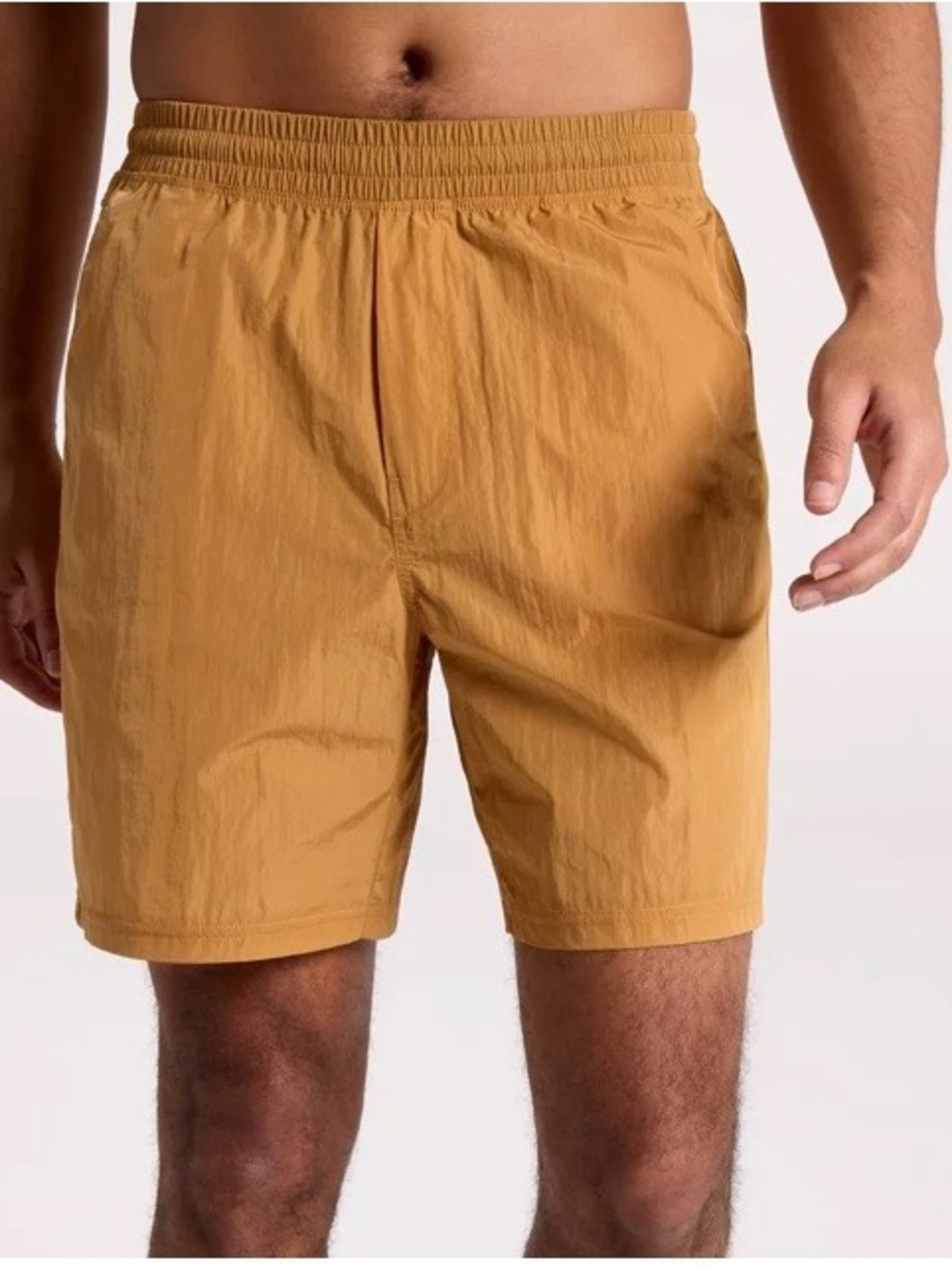 VRST Men Size Med. Gold 7" All In Unlined Nylon Athletic Windbreaker Run Shorts